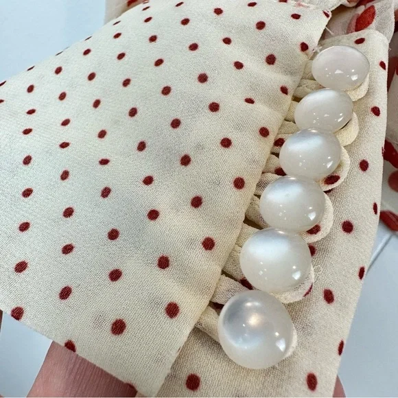 Tulle Polka Dot Ruffle Collar Mixed Print Blouse S - Picture 10 of 11